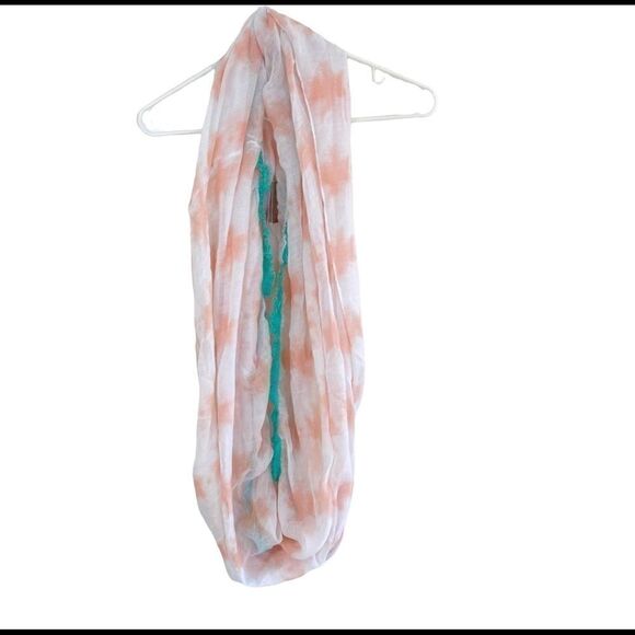 Francescas Collections NWT unity scarf white orange teal fringe - Picture 1 of 3